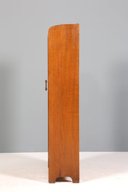 Wunderschöne Jugendstil Vitrine Antike Holz Bücherschrank Eiche Antik Schrank Geschirrschrank