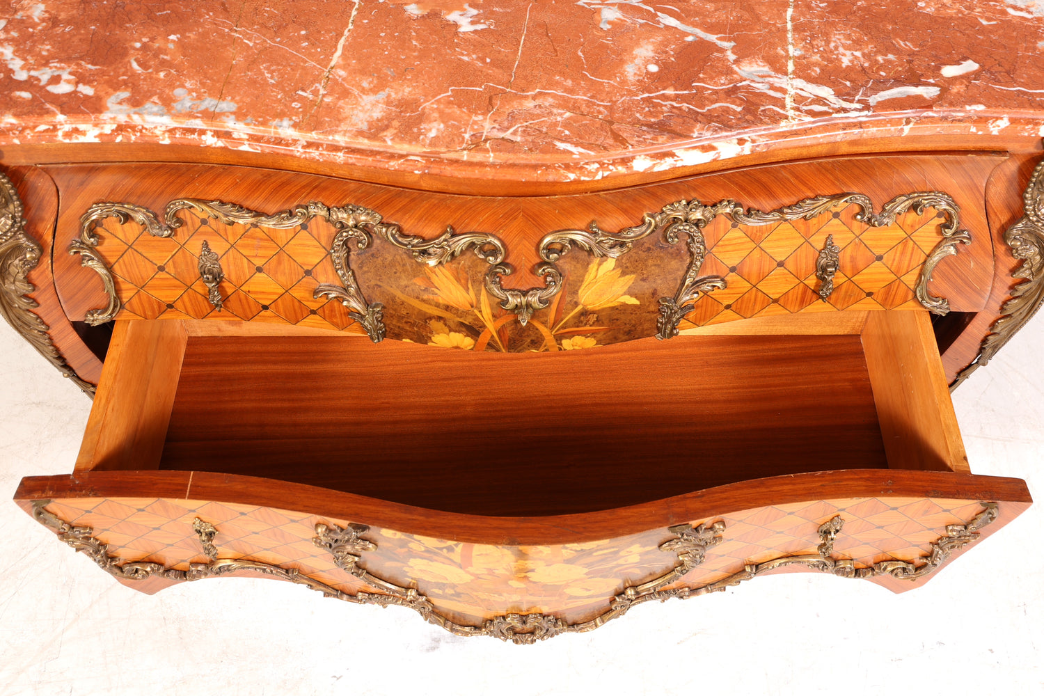 Wunderschöne Barock Kommode massiv Holz Sideboard Antik Marmor Schubladenkommode