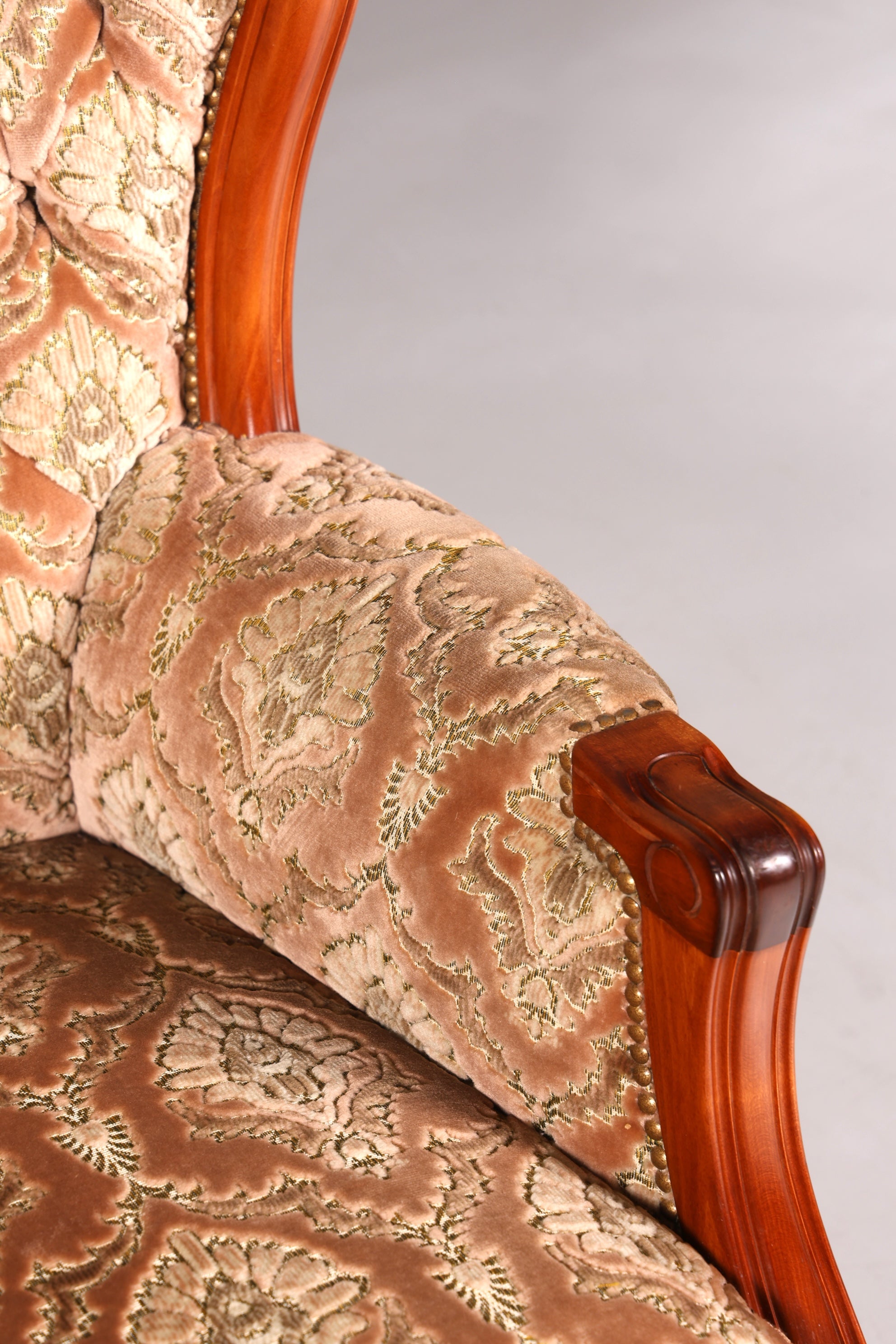 F900 Finish cm Edler Chippendale Armlehnsessel Barock Stil Sessel Armchair Samt Stoff Sessel