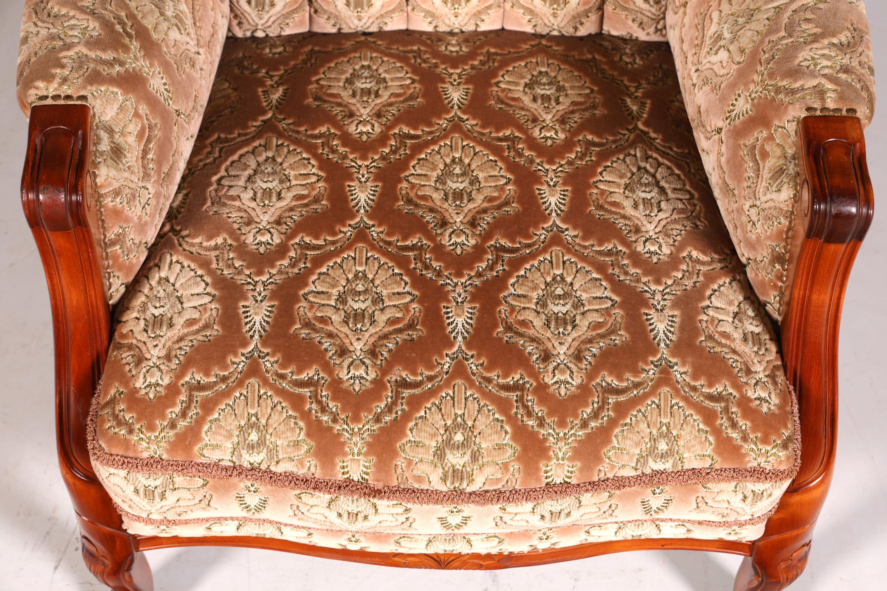 F900 Finish cm Edler Chippendale Armlehnsessel Barock Stil Sessel Armchair Samt Stoff Sessel