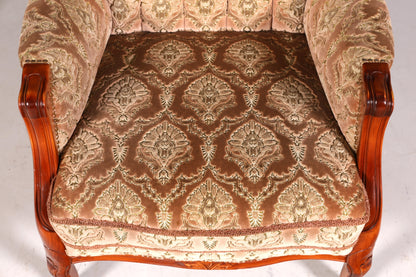 F901 Finish cm Edler Chippendale Armlehnsessel Barock Stil Sessel Armchair Samt Stoff Sessel