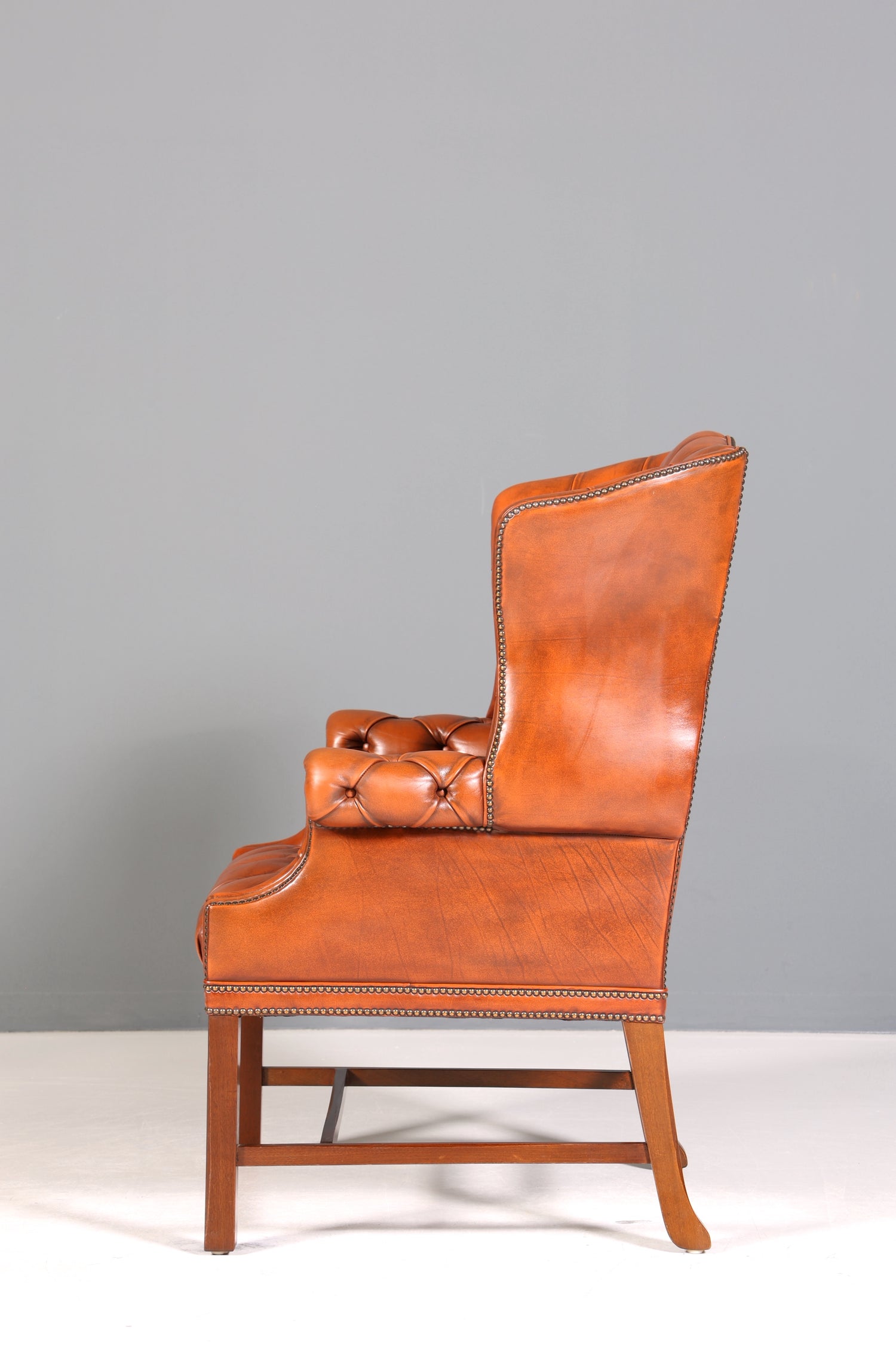 Original Chesterfield Ohrenbacken Sessel Englisch Leder Herrensessel UK Armlehnsessel