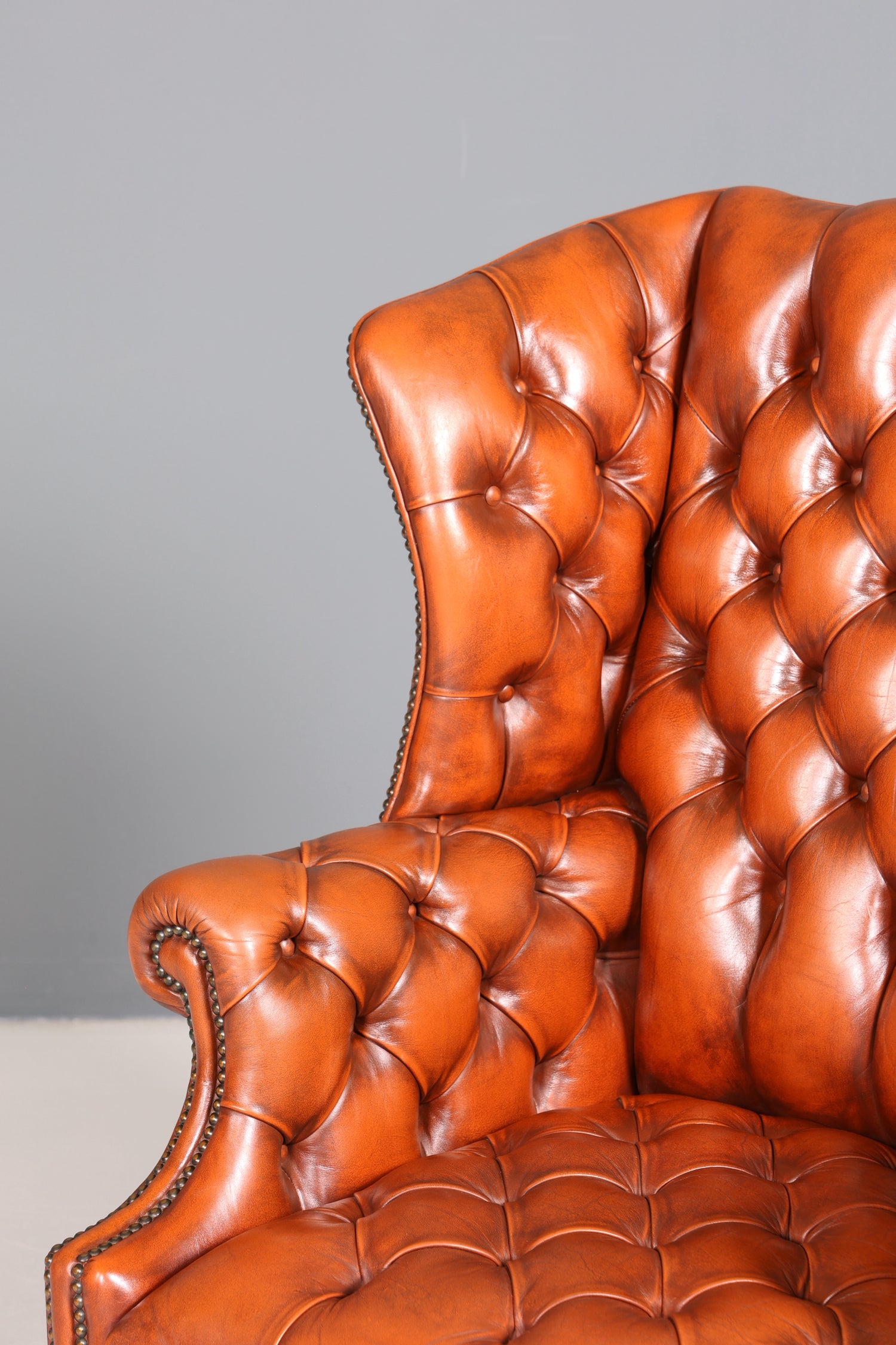 Original Chesterfield Ohrenbacken Sessel Englisch Leder Herrensessel UK Armlehnsessel