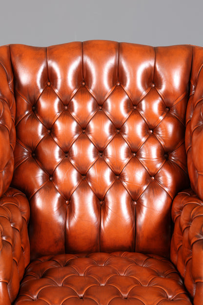 Original Chesterfield Ohrenbacken Sessel Englisch Leder Herrensessel UK Armlehnsessel