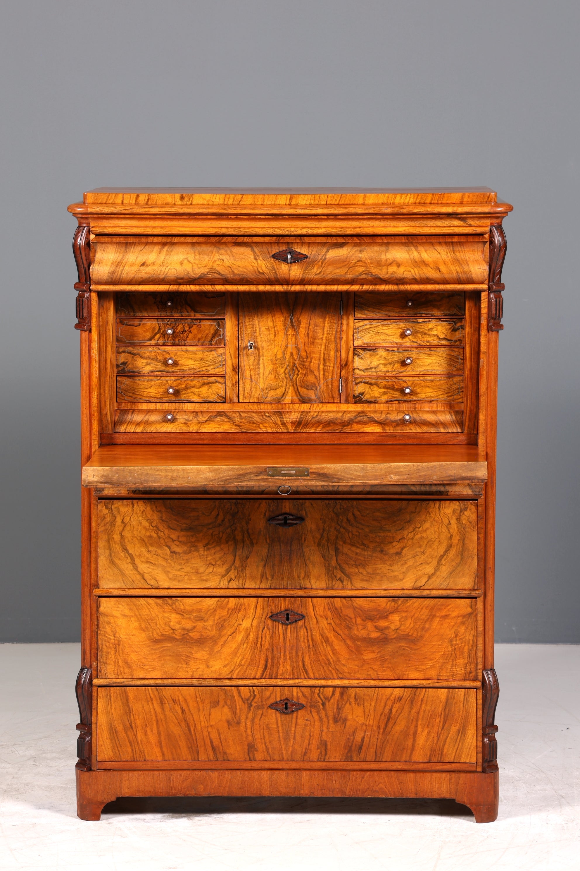 E903 Finish Wunderschöner Gründerzeit Sekretär Vertiko Highboard Louis Philippe Kommode um 1880