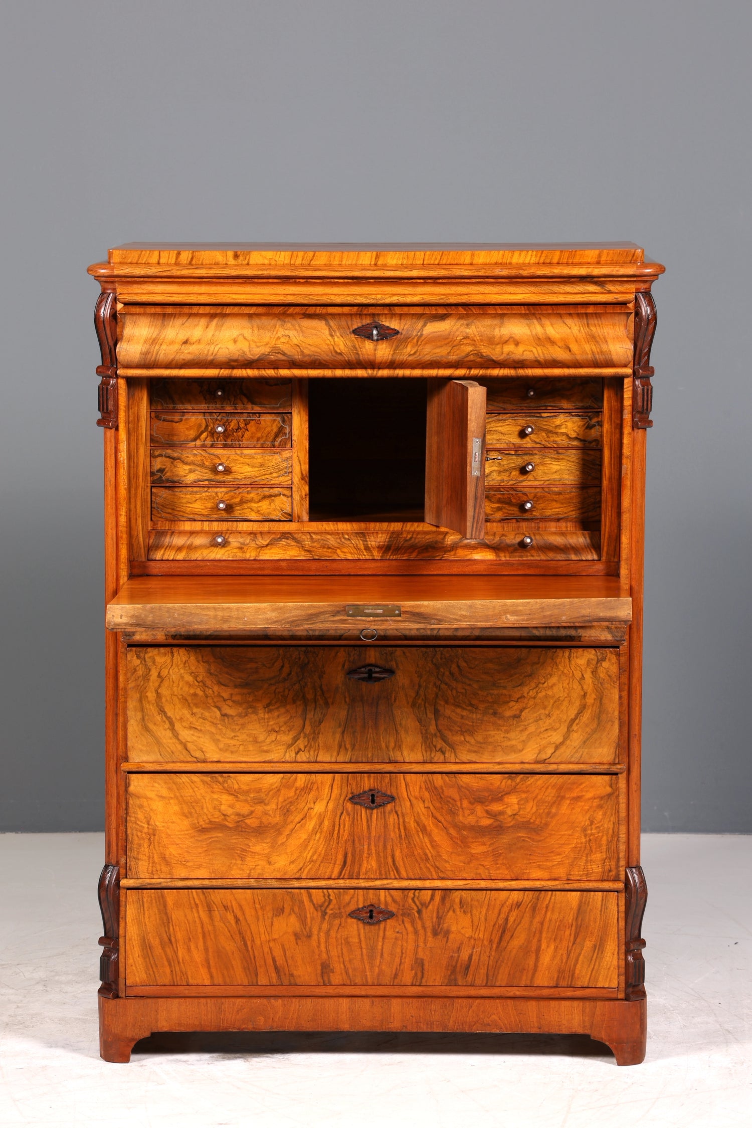 E903 Finish Wunderschöner Gründerzeit Sekretär Vertiko Highboard Louis Philippe Kommode um 1880