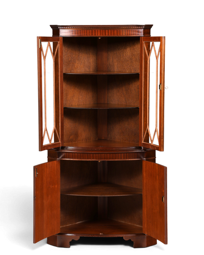 Wunderschöne Englische Eckvitrine Mahagoni Antik 60s echt Holz Schrank Eckschrank Glasvitrine