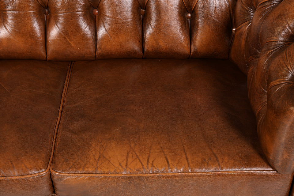 Edles Original Chesterfield 2er Sofa Englisch echt Leder Couch