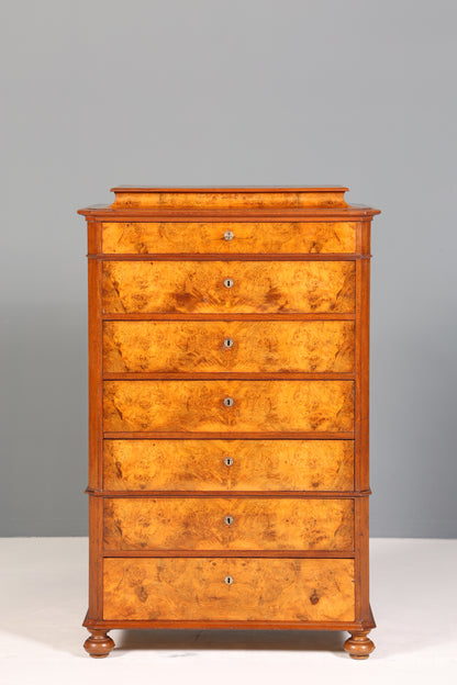 Traumhafter Louis Philippe Chiffoniere um 1880 Gründerzeit Nussbaum Vertiko Schrank Semainier