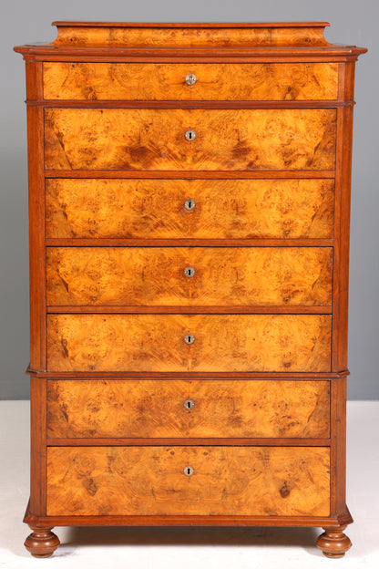 Traumhafter Louis Philippe Chiffoniere um 1880 Gründerzeit Nussbaum Vertiko Schrank Semainier