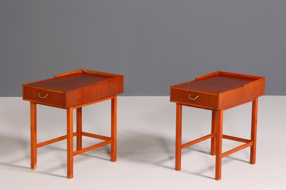 2x Stilvolle Mid Century Beistelltische skandinavisches Design Kommoden Nachttisch Set Made in Sweden
