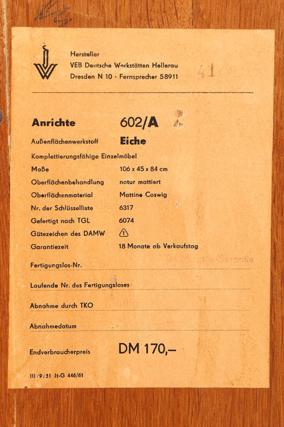 Wunderschöne Hellerau Kommode Franz Ehrlich 602 Mid Century Schrank Flurkommode