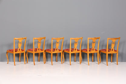 6x Traumhafte Stühle im Biedermeier Stil Antik Stuhl Set Jugendstil Küchenstühle Esszimmer Stühle