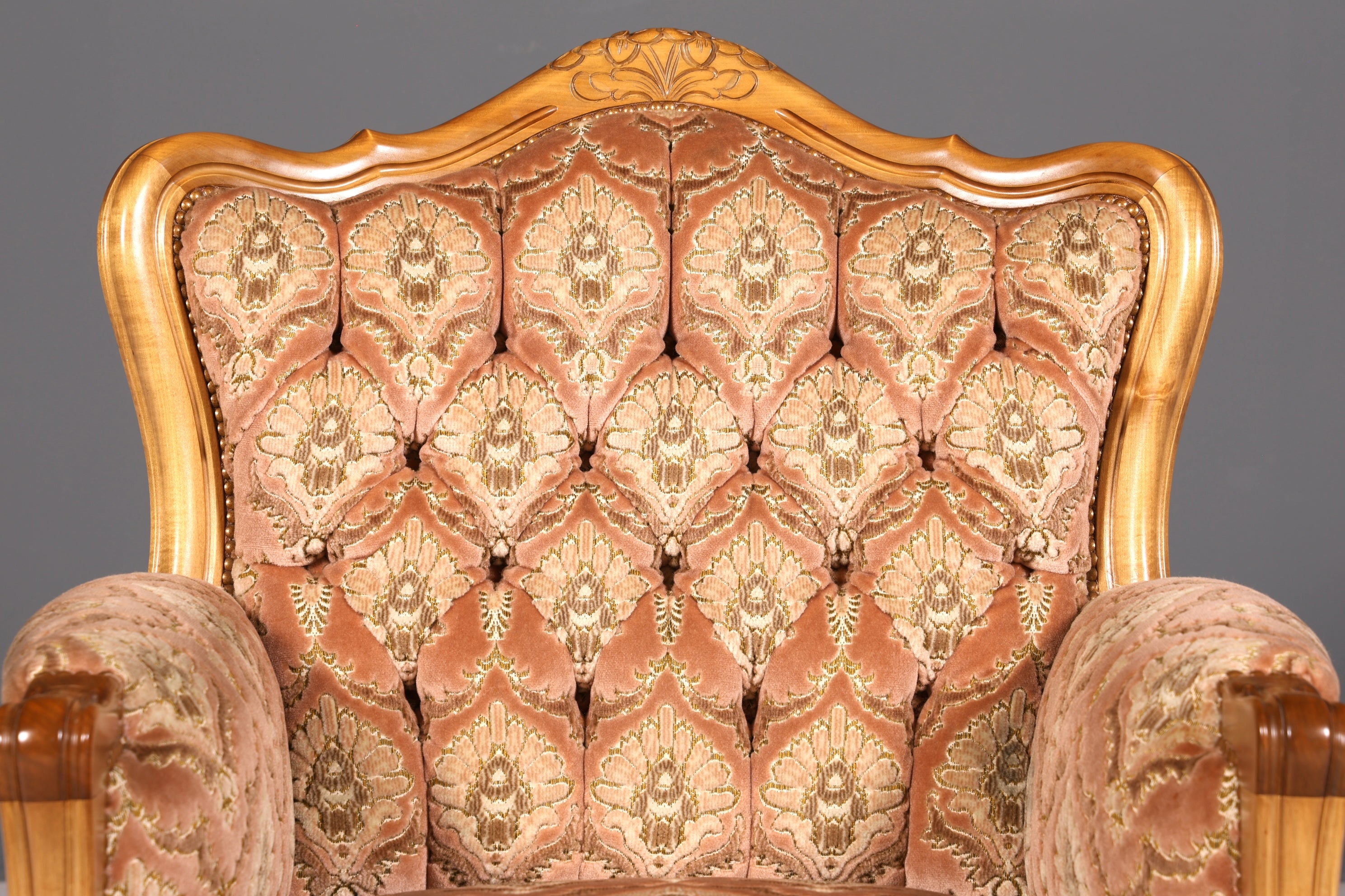 Edler Chippendale Armlehnsessel Barock Stil Sessel Samt Stoff Armchair Antik 2 von 2