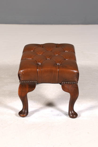 Original Chesterfield Hocker echt Leder Englischer Fusshocker UK Englisch Fussablage