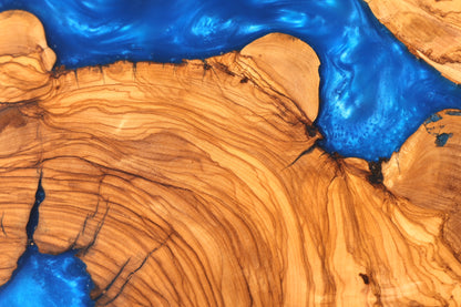 Wunderschönes Handgefertigtes Epoxidharz Schneidebrett Olivenbaum Servierbrett Epoxy Holzbrett