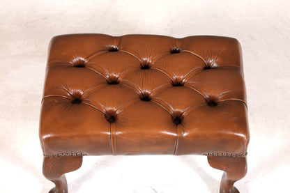 Original Chesterfield Hocker echt Leder Englischer Fusshocker UK Englisch Fussablage