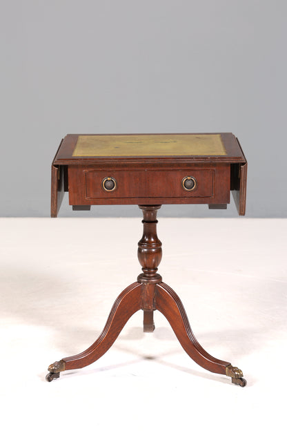 Wunderschöner Englischer Tisch Mahagoni Klapptisch Beistelltisch Englisch echt Leder Antik 60s Ablage 1 von 2