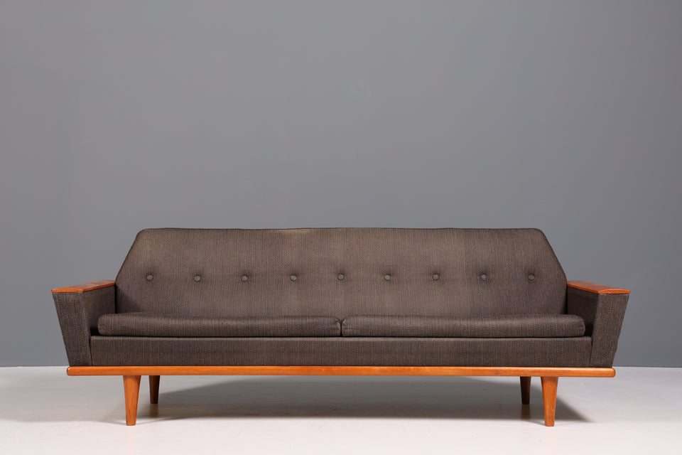 Stilvolles Mid Century Sofa "Kock Furniture" Swedish Design Couch Teak Holz 3-Sitzer Sofa