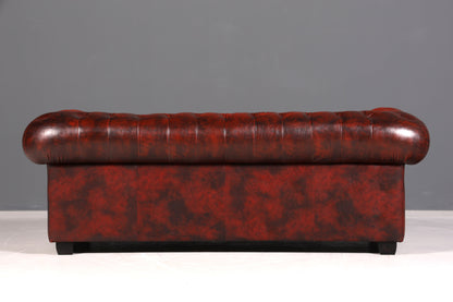 F954 Finish cm Wunderschönes Original Chesterfield Sofa 3- Sitzer echt Leder Oxblood Couch Englisch