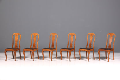 6x Wunderschöne Jugendstil Stühle um 1910 Antik Stuhl Set Chippendale Küchenstühle Esszimmer Stühle