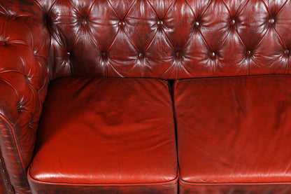 F956 Finish cm Wunderschönes Original Chesterfield Sofa 3- Sitzer echt Leder Oxblood Couch Englisch