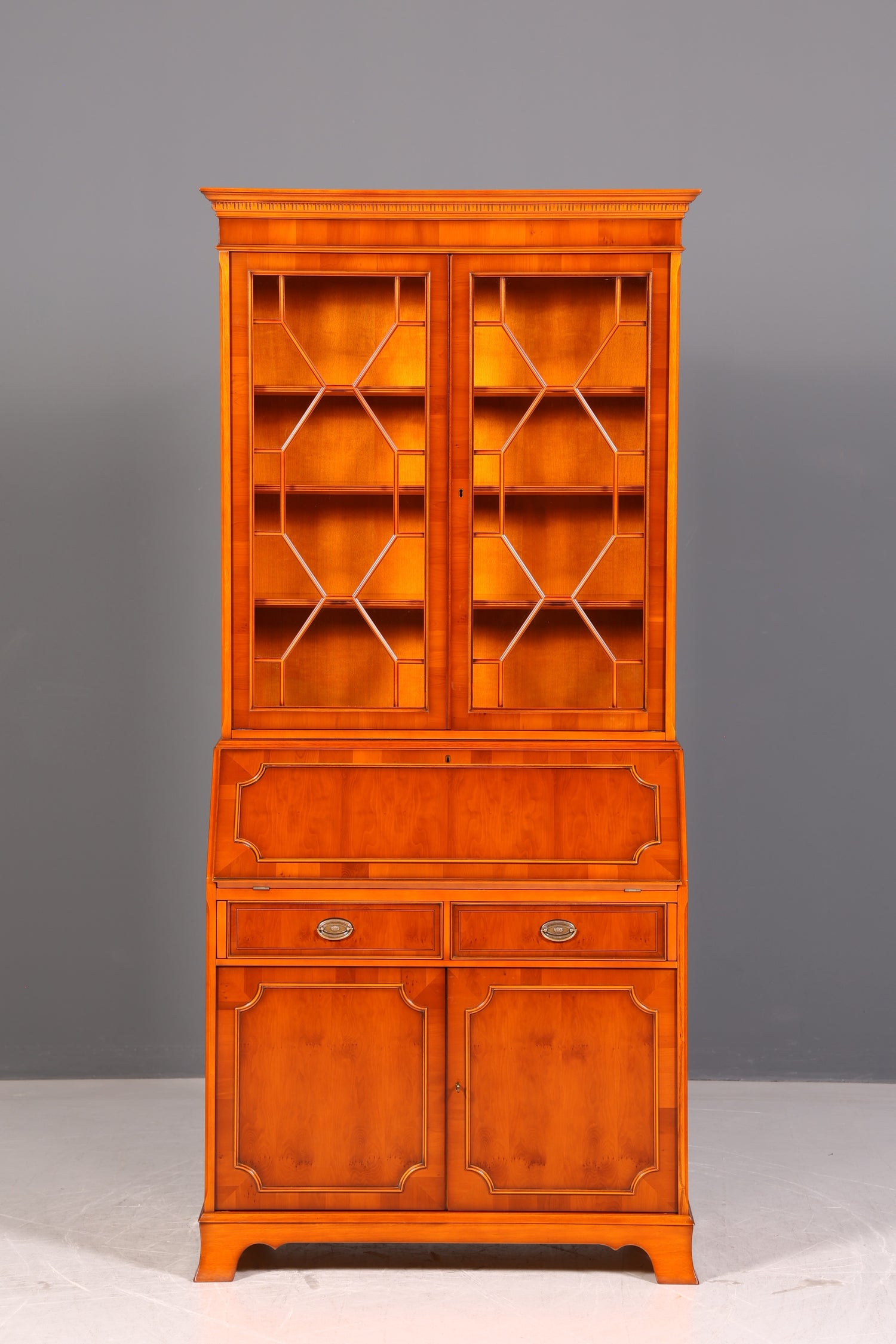 Stilvoller Original Heldense Englischer Aufsatzsekretär Eibe 60s Vitrine Schrank Büro Schreibmöbel UK