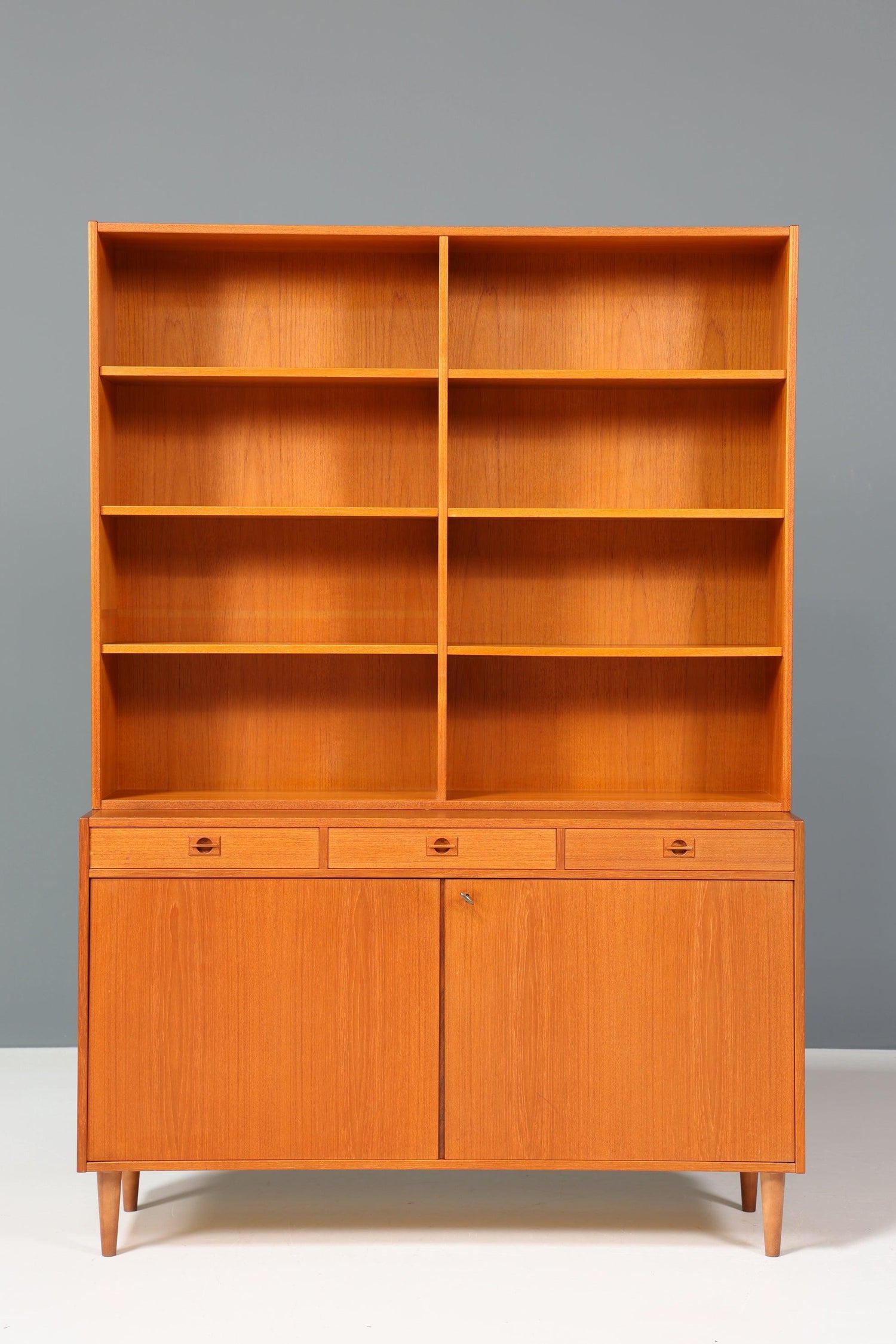 Seltenes XXL Mid Century Regal &quot;Made in Denmark&quot; Teak Holz Schrank Danish Design Retro Kommode Vintage Bücherregal 60er Jahre