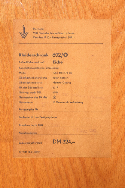 G615 Finish cm Traumhafter Mid Century Kleiderschrank Vintage Schrank Retro Wäscheschrank (Kopie)