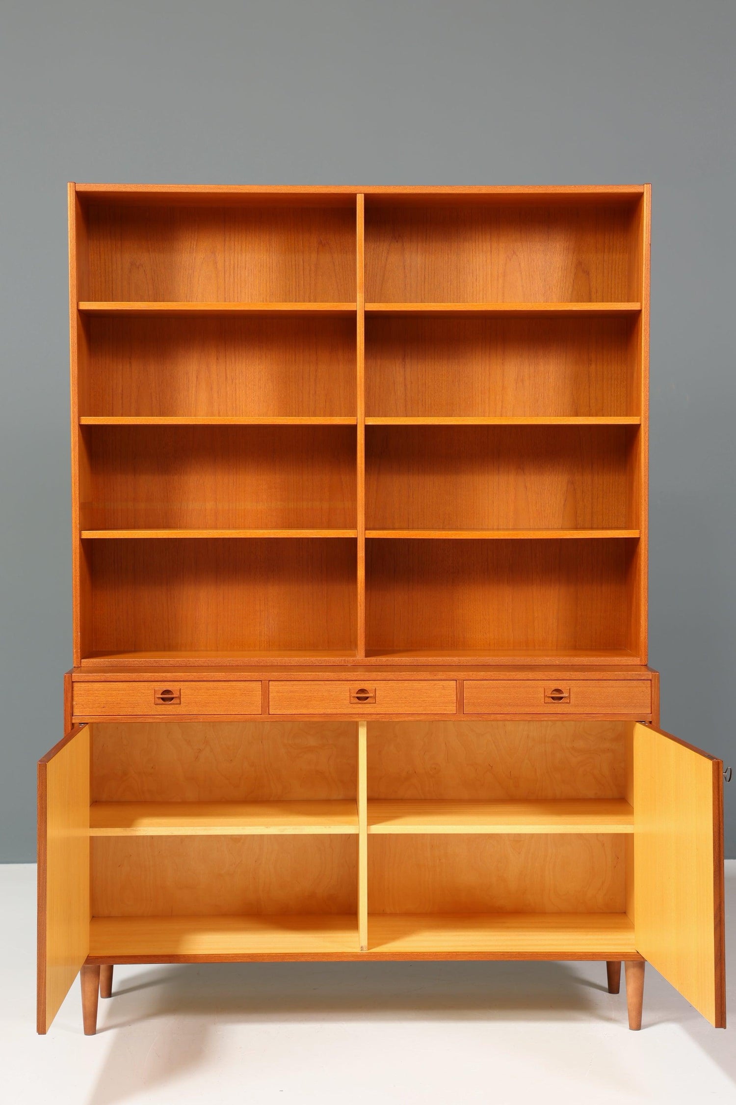 Seltenes XXL Mid Century Regal &quot;Made in Denmark&quot; Teak Holz Schrank Danish Design Retro Kommode Vintage Bücherregal 60er Jahre