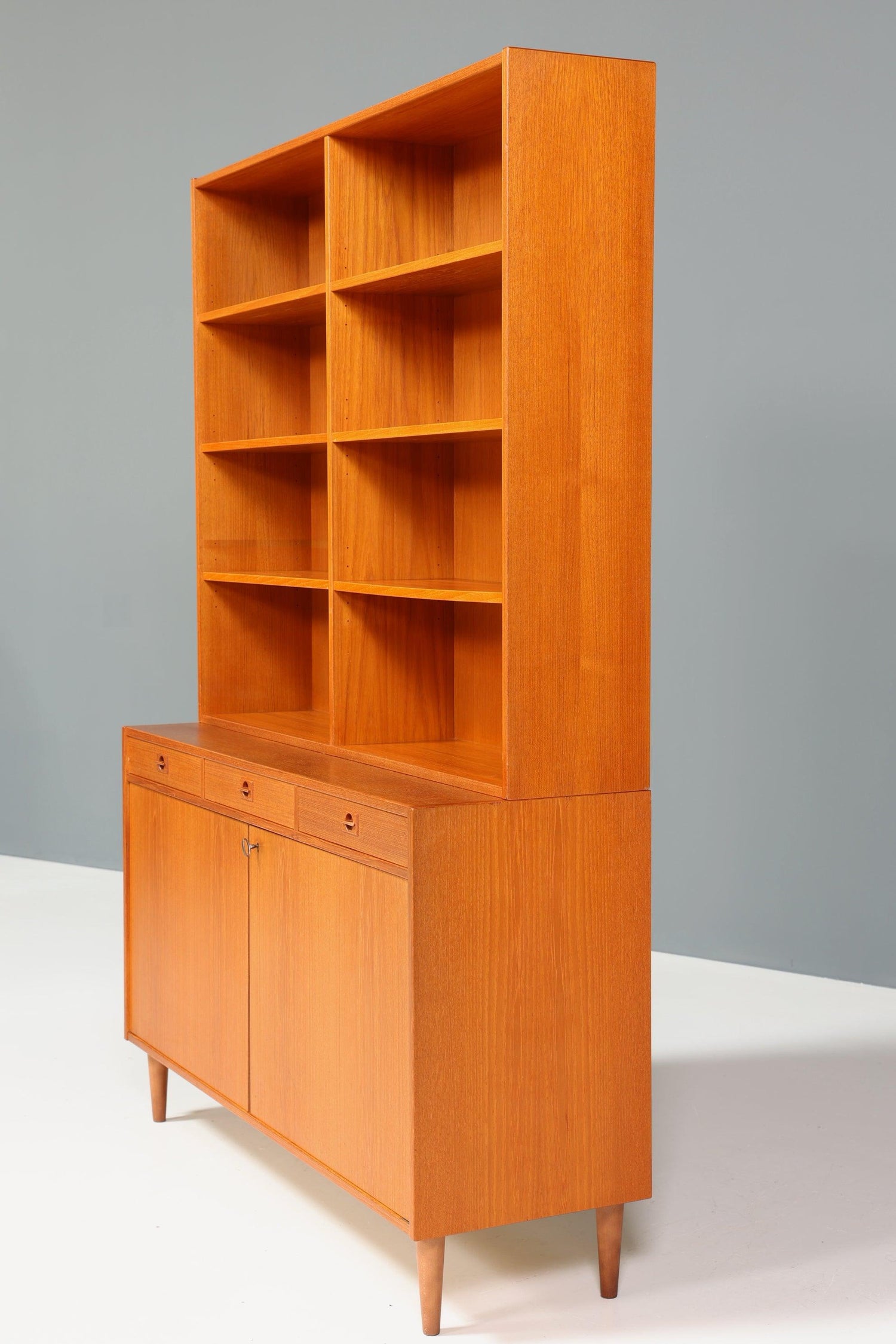 Seltenes XXL Mid Century Regal &quot;Made in Denmark&quot; Teak Holz Schrank Danish Design Retro Kommode Vintage Bücherregal 60er Jahre