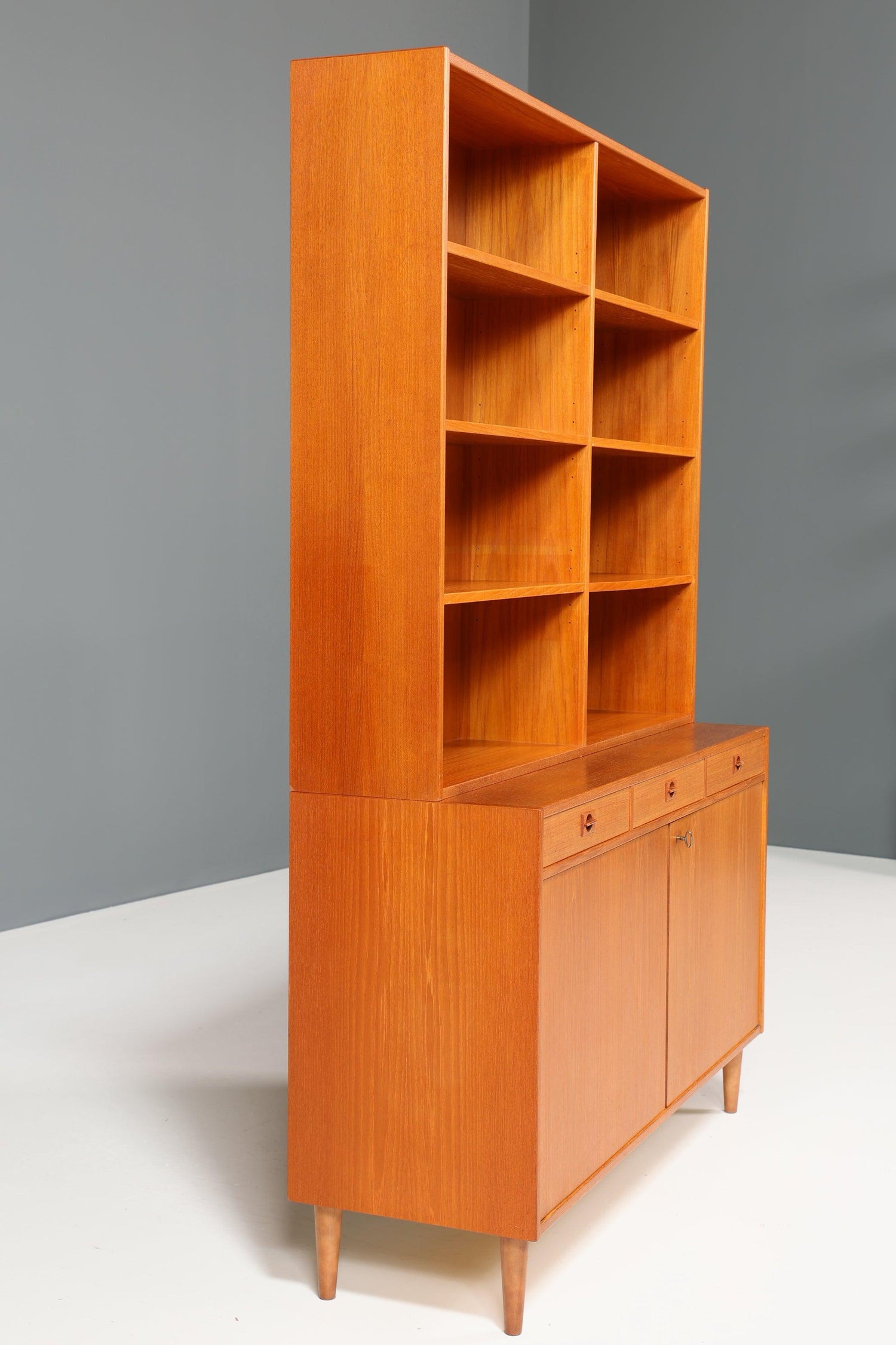 Seltenes XXL Mid Century Regal &quot;Made in Denmark&quot; Teak Holz Schrank Danish Design Retro Kommode Vintage Bücherregal 60er Jahre