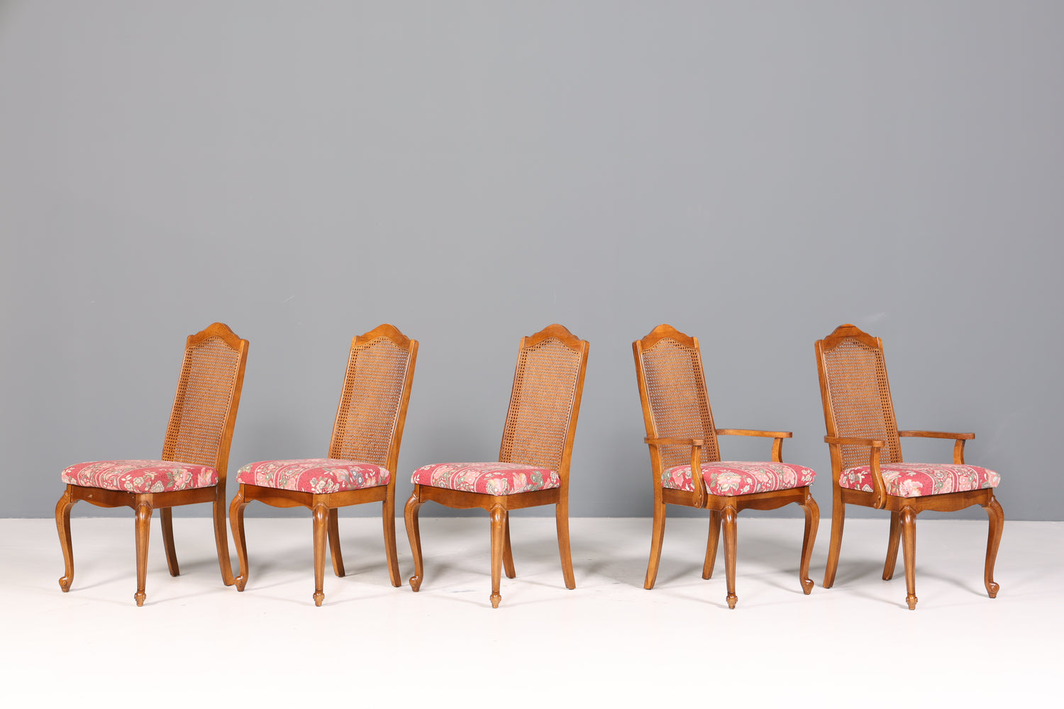 5x Original Chippendale Stühle Vintage Korbgeflecht Küchenstühle Wiener Geflecht Stuhl Set