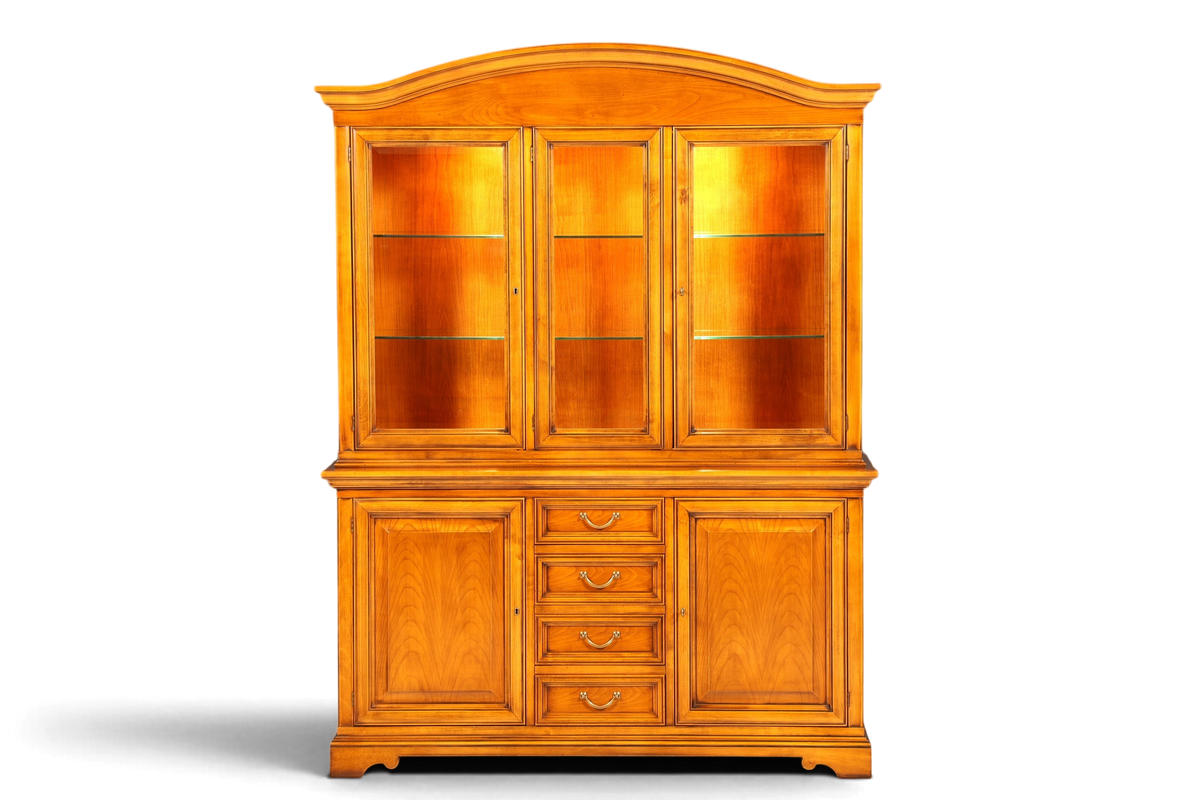 Hauptstadt Möblerei Selva Vitrine aus Kirschholz im Antik-Stil mit Glasfront und Schubladen