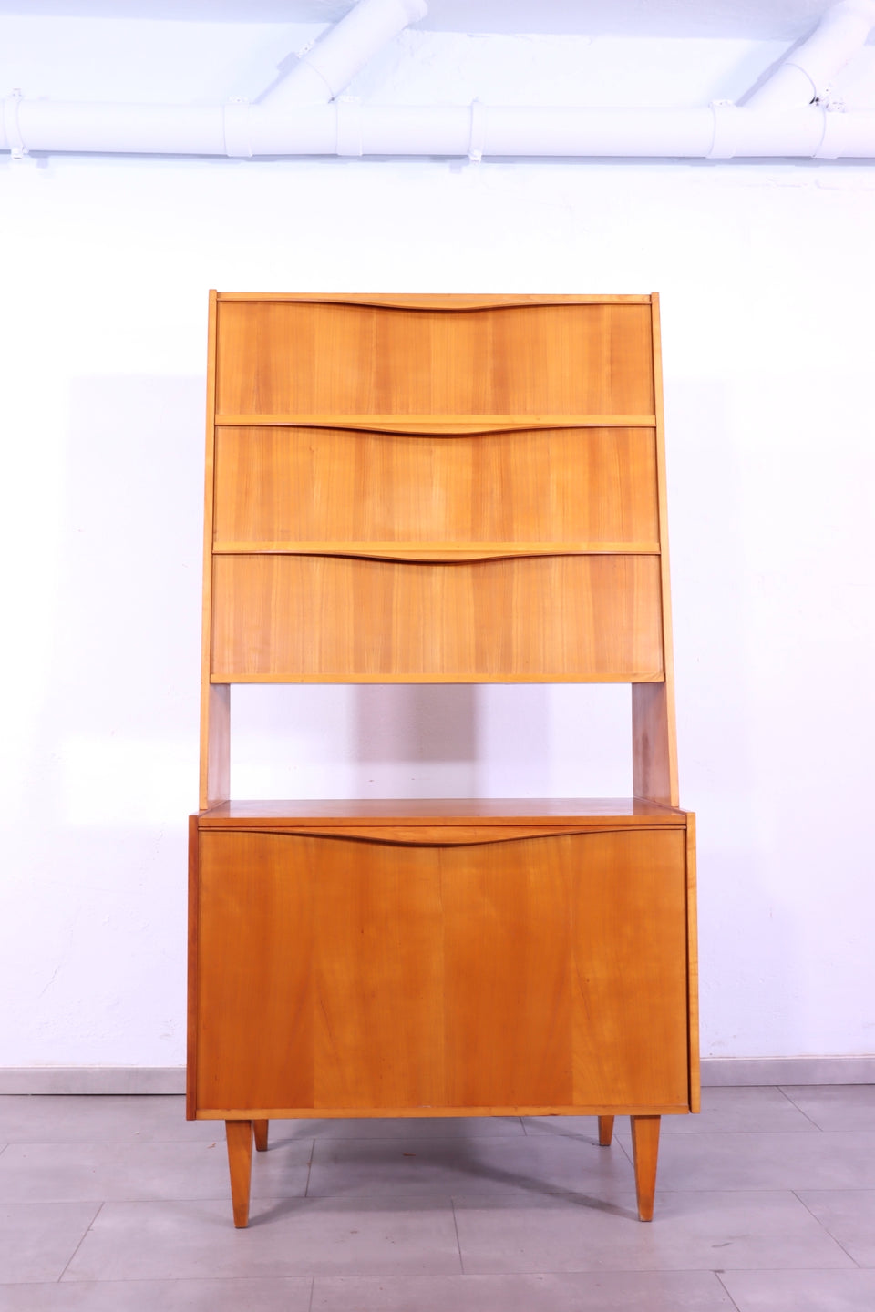 Schlichter Hellerau Mid Century Highboard Retro Regal VEB Klappschrank