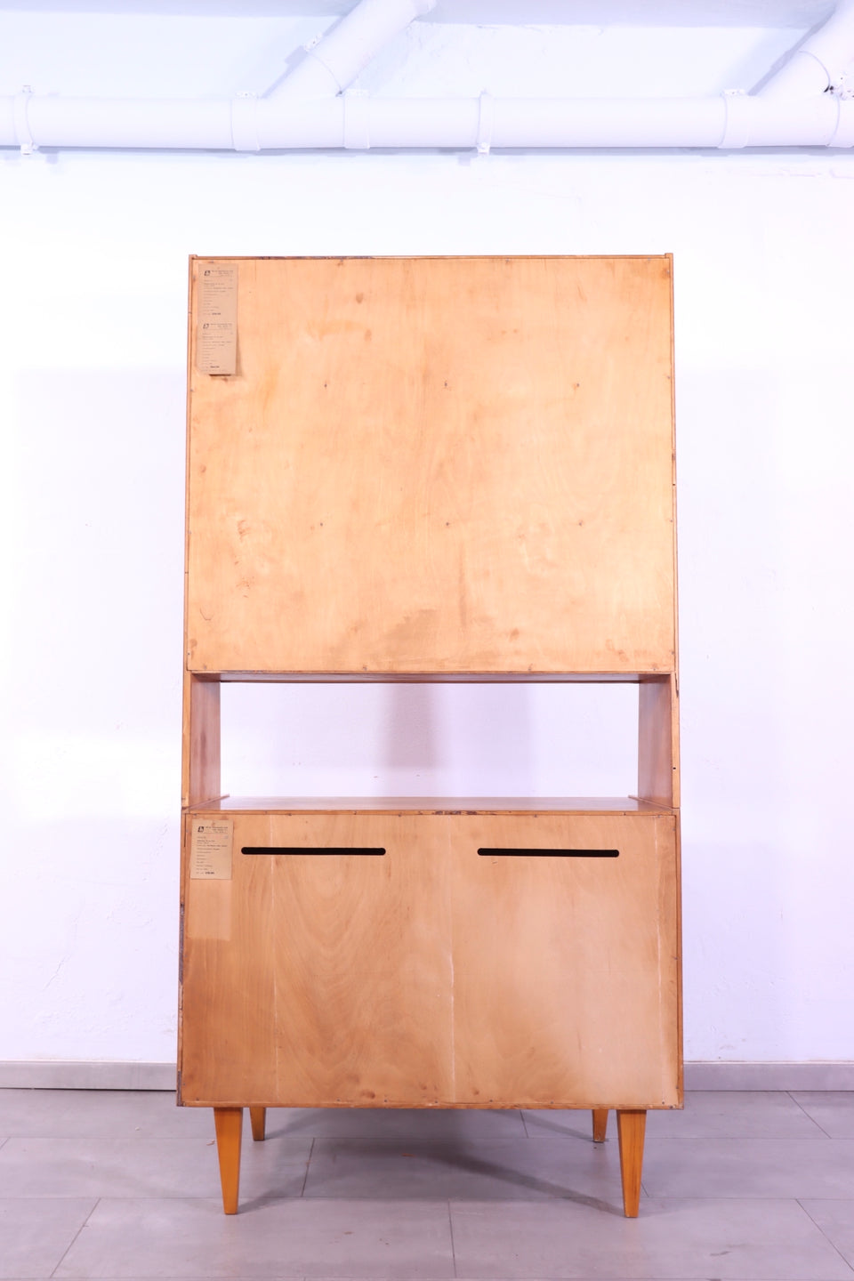 Schlichter Hellerau Mid Century Highboard Retro Regal VEB Klappschrank