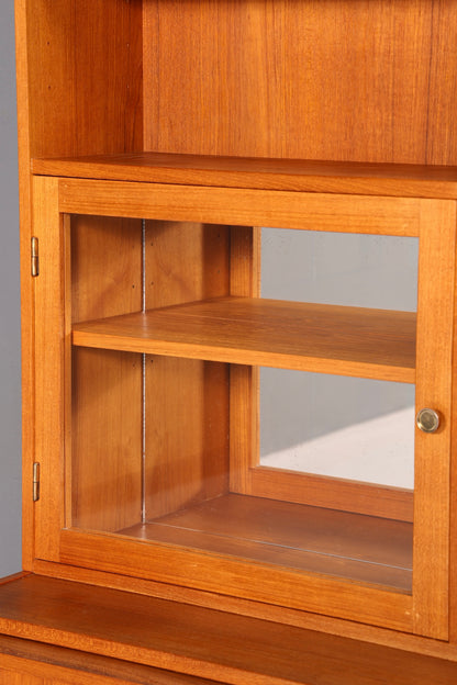 Edles Mid Century Regal Danish Design Sideboard Bücherregal Teak Holz Vitrine Sekretär Schrank Highboard Vintage 60er