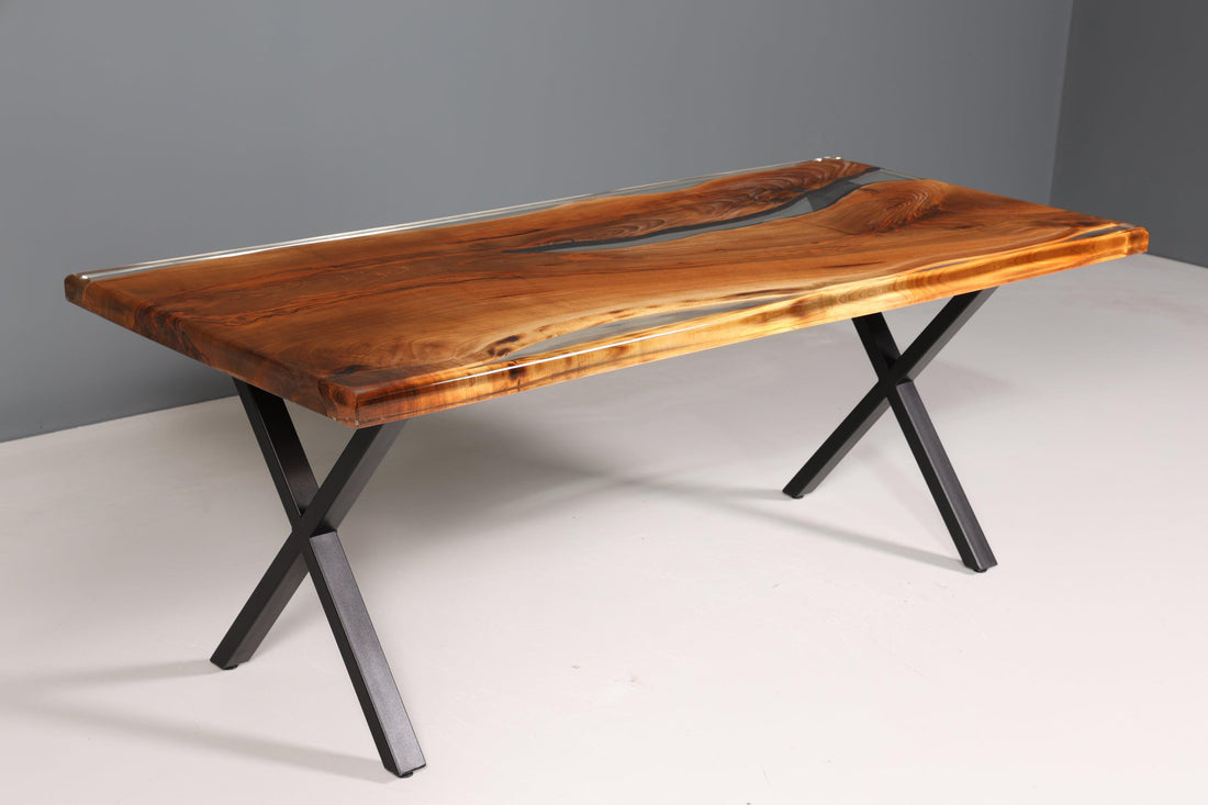 Stilvoller Epoxidharz Tisch 200-89 cm Nussbaum Esszimmer Tisch Küchentisch