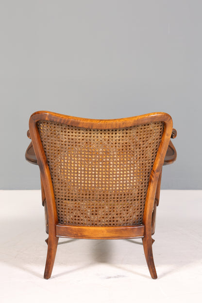 Wunderschöner Chippendale Sessel Barock Stil Wiener Geflecht Relax Sessel Vintage Samt Stoff 1 von 2