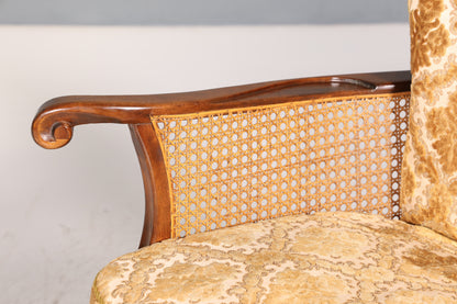 Wunderschöner Chippendale Sessel Barock Stil Wiener Geflecht Relax Sessel Vintage Samt Stoff 1 von 2