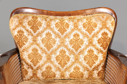 Wunderschöner Chippendale Sessel Barock Stil Wiener Geflecht Relax Sessel Vintage Samt Stoff 1 von 2