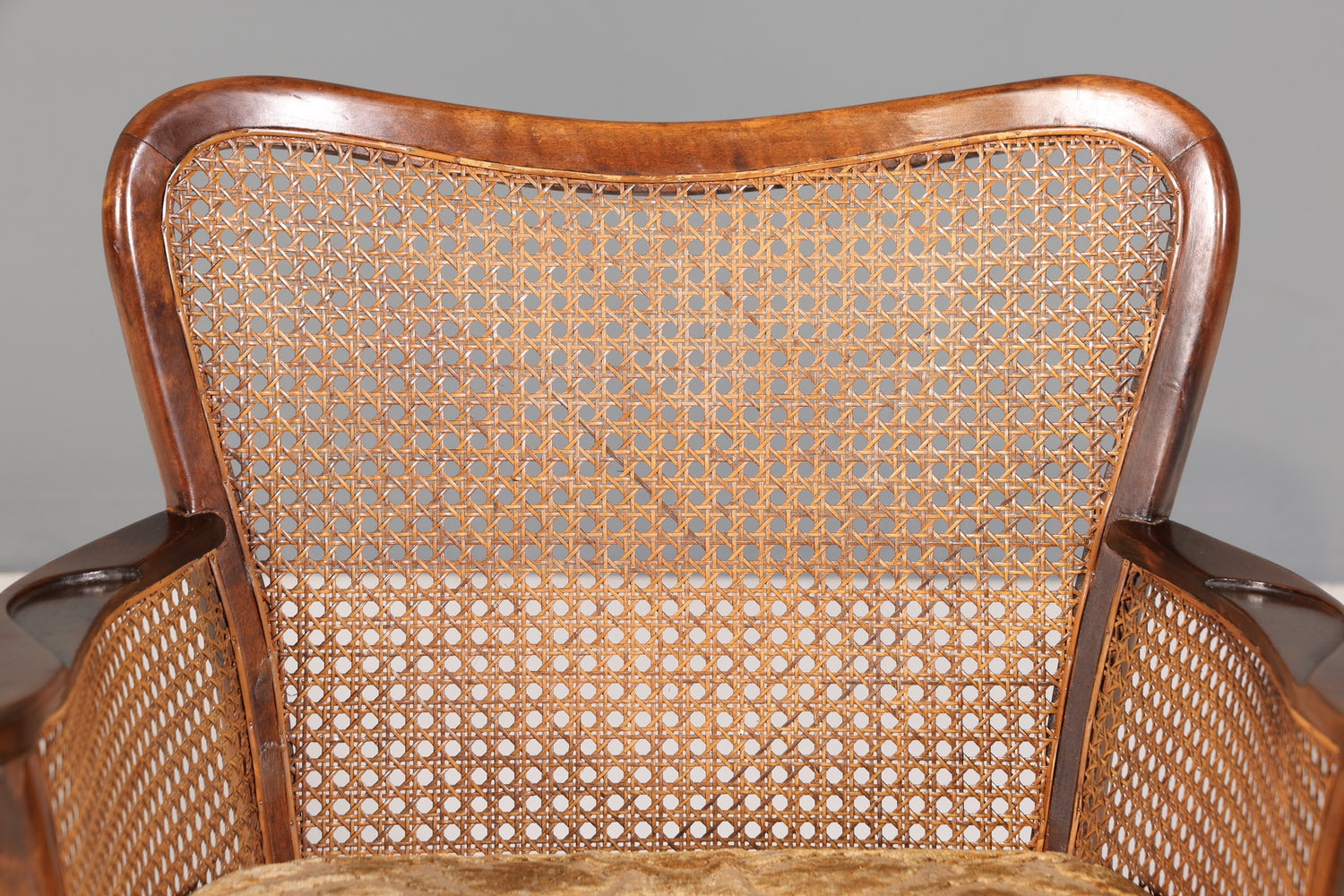 Wunderschöner Chippendale Sessel Barock Stil Wiener Geflecht Relax Sessel Vintage Samt Stoff 1 von 2