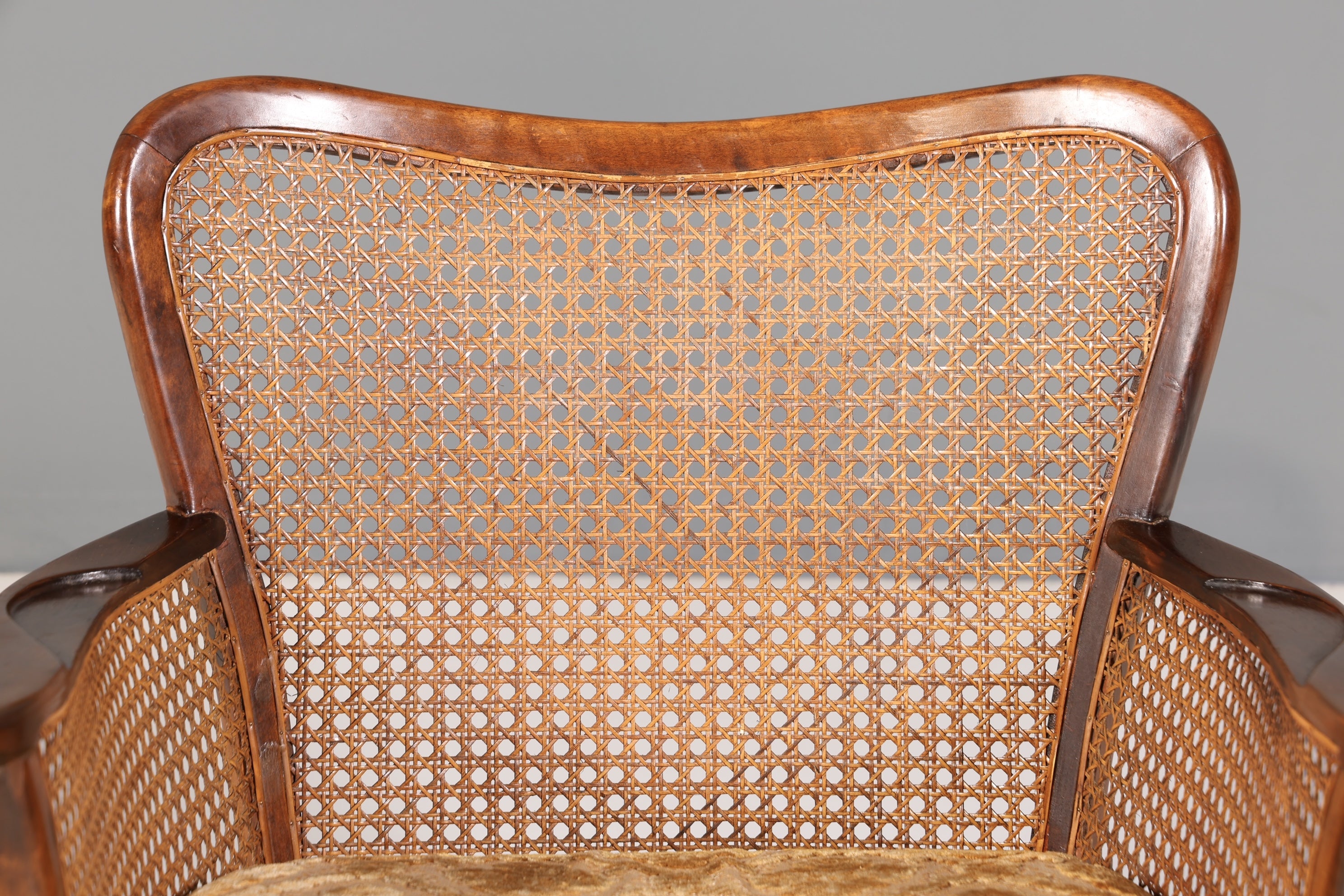Wunderschöner Chippendale Sessel Barock Stil Wiener Geflecht Relax Sessel Vintage Samt Stoff 1 von 2