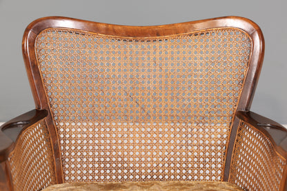 Wunderschöner Chippendale Sessel Barock Stil Wiener Geflecht Relax Sessel Vintage Samt Stoff 1 von 2