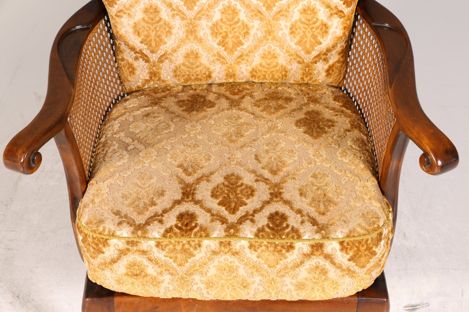 Wunderschöner Chippendale Sessel Barock Stil Wiener Geflecht Relax Sessel Vintage Samt Stoff 1 von 2