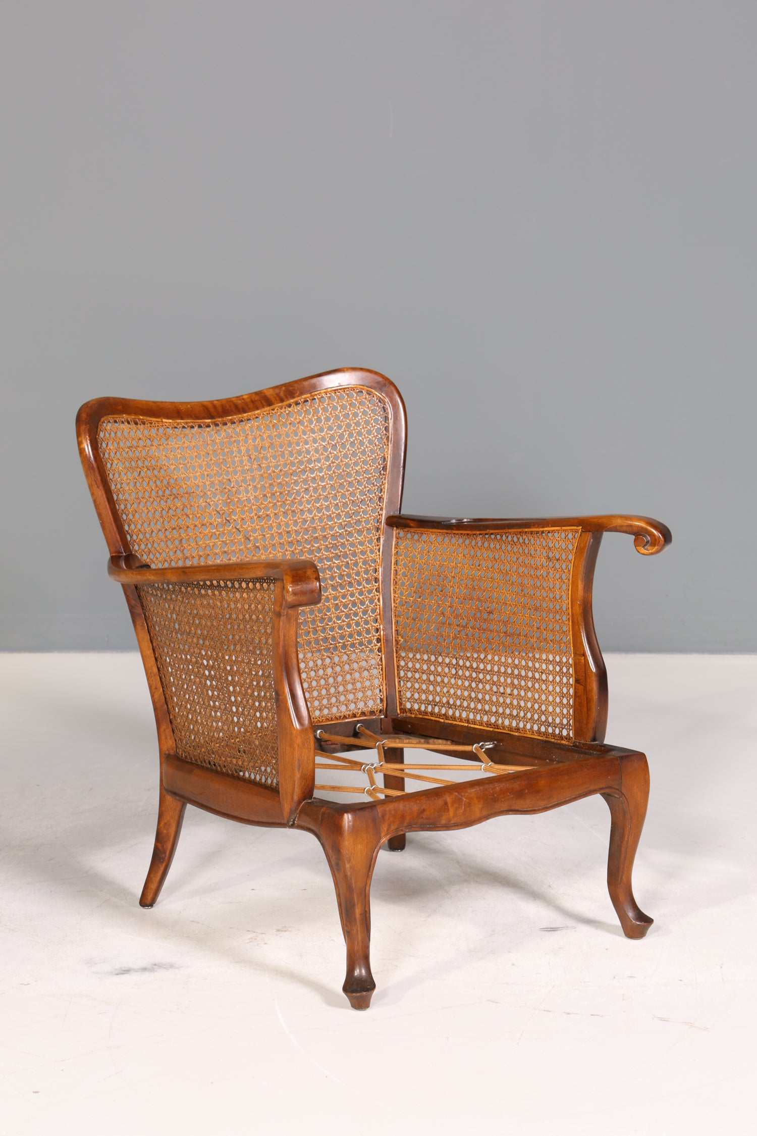 Wunderschöner Chippendale Sessel Barock Stil Wiener Geflecht Relax Sessel Vintage Samt Stoff 1 von 2