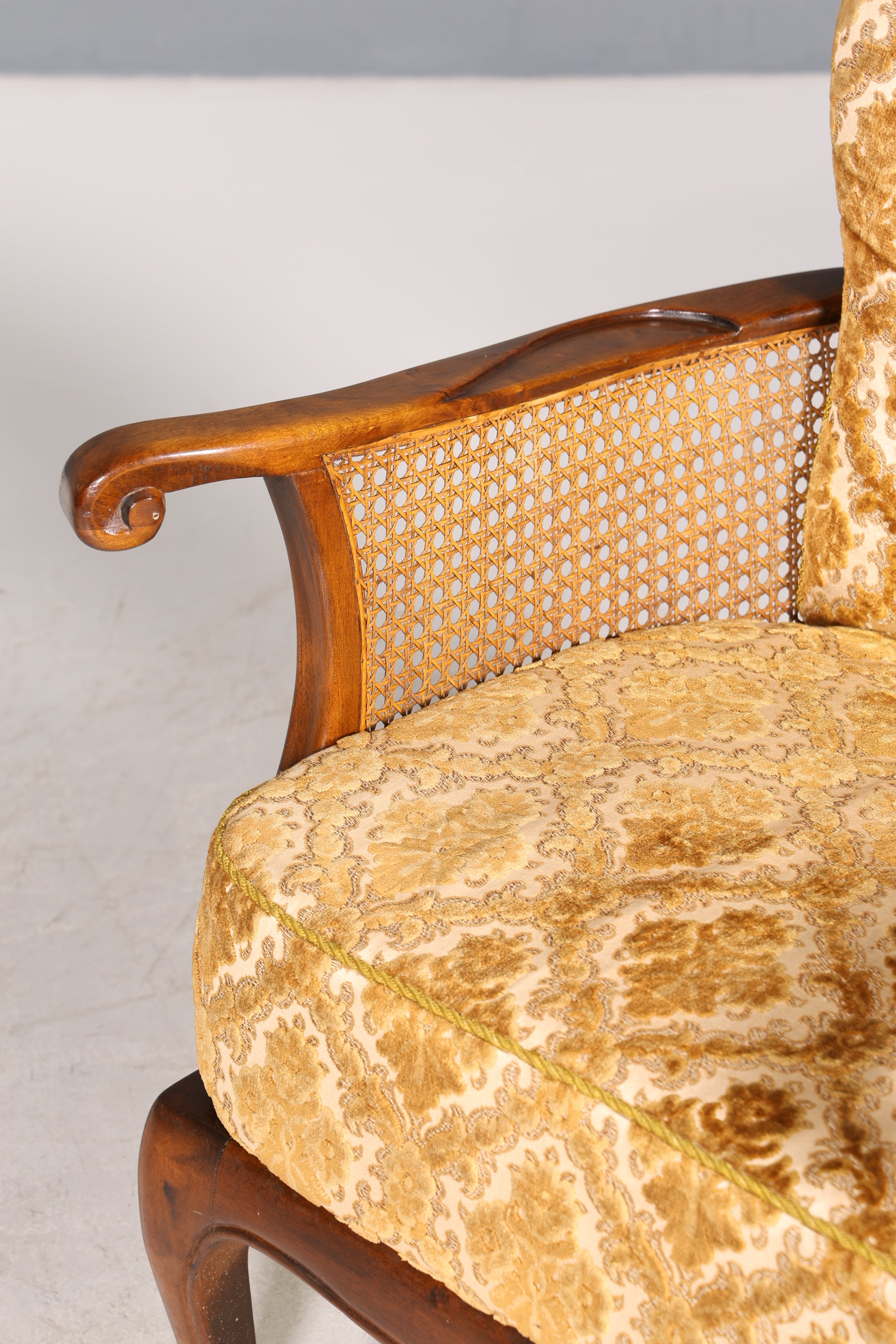 Wunderschöner Chippendale Sessel Barock Stil Wiener Geflecht Relax Sessel Vintage Samt Stoff 2 von 2