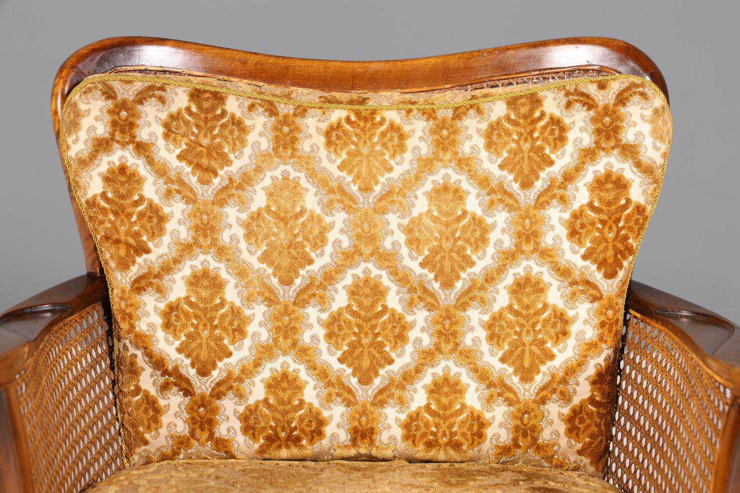 Wunderschöner Chippendale Sessel Barock Stil Wiener Geflecht Relax Sessel Vintage Samt Stoff 2 von 2