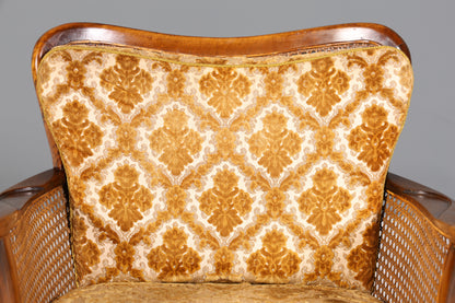 Wunderschöner Chippendale Sessel Barock Stil Wiener Geflecht Relax Sessel Vintage Samt Stoff 2 von 2