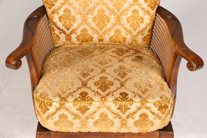 Wunderschöner Chippendale Sessel Barock Stil Wiener Geflecht Relax Sessel Vintage Samt Stoff 2 von 2